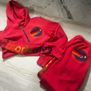 Aviator nation red sweat set zip up and sweats